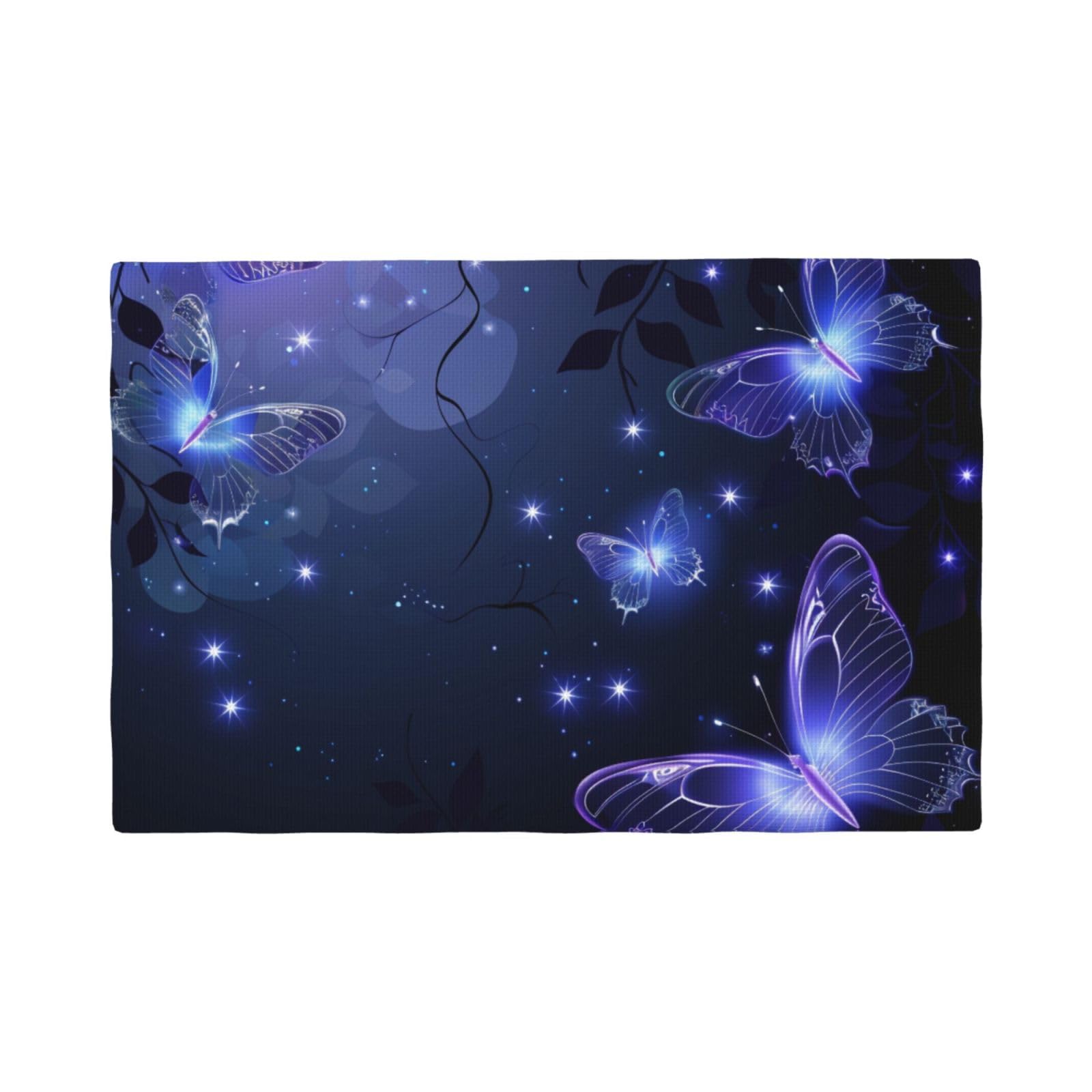 Background with Night Butterflie Print Placemats Set, Heat Resistant Washable Placemat 12x18in Table Mats for Party Kitchen Dining Table Decoration Indoor Outdoor, Six Piece
