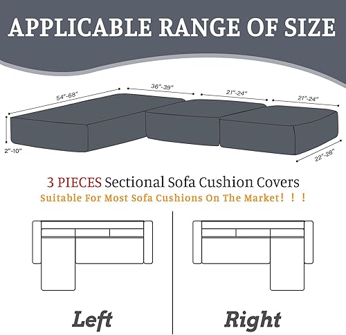 Miniatura 2 de Fundas de sofá modulares para cojín de sofá en forma de L, lavable y suave, fundas de cojín elásticas con 2 fundas de almohada (3 piezas de 2 plazas