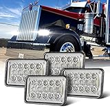 60W 4x6 Inch LED Headlights with DRL for H4651 H4652 H4656 H4666 H6545 Freightliner Kenworth...