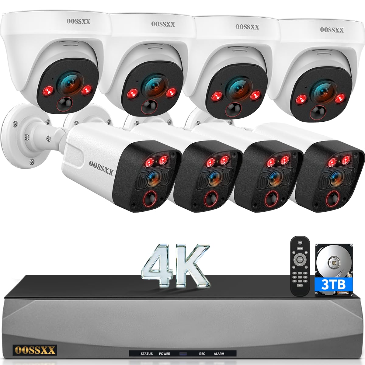 OOSSXX (4K HD & 130° Ultra Wide Angle) 2-Way Audio 8MP Wired Dome PoE IP Cameras for Home Security Outdoor Camera System 4 Dome Cameras / 4 Bullet Cameras-picture-14