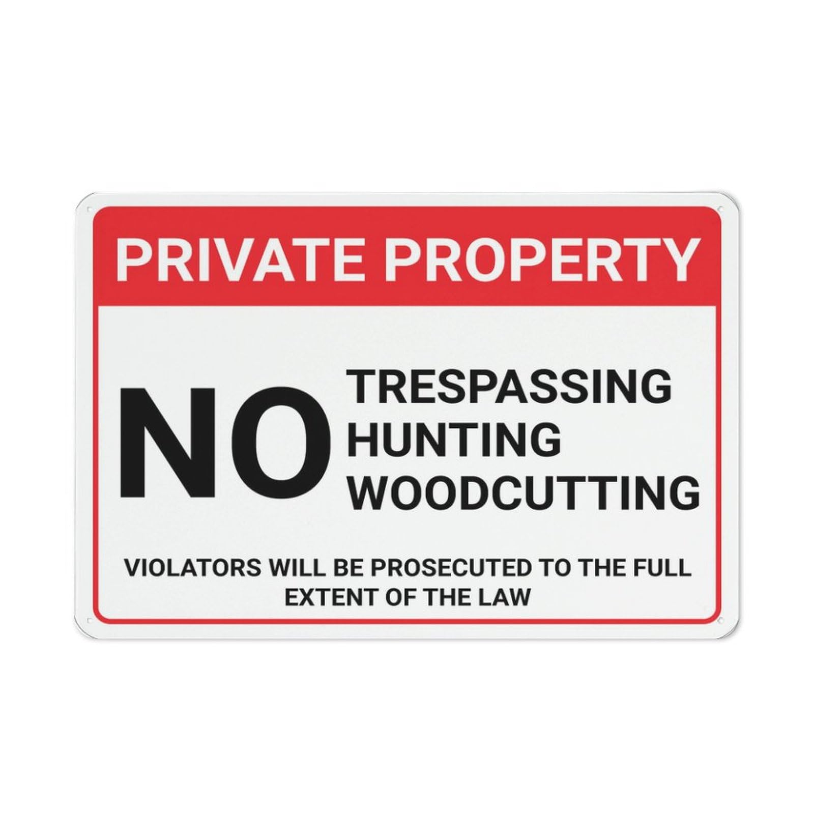 Xewazd A56 8"X12" Retro Aluminum Sign - Private Property No Trespassing (No Hunting/Woodcutting, Violators Prosecuted) | Vintage Style Wall Decor