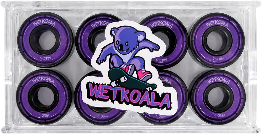 Wetkoala ABEC 9 Bearings (Pack of 8) for Skateboard/Inline/Roller Complete Longboard – Wave and Others 608 ZZ One Size Fits All | Friction Free and Durable Skate Bearings with Metal Cover