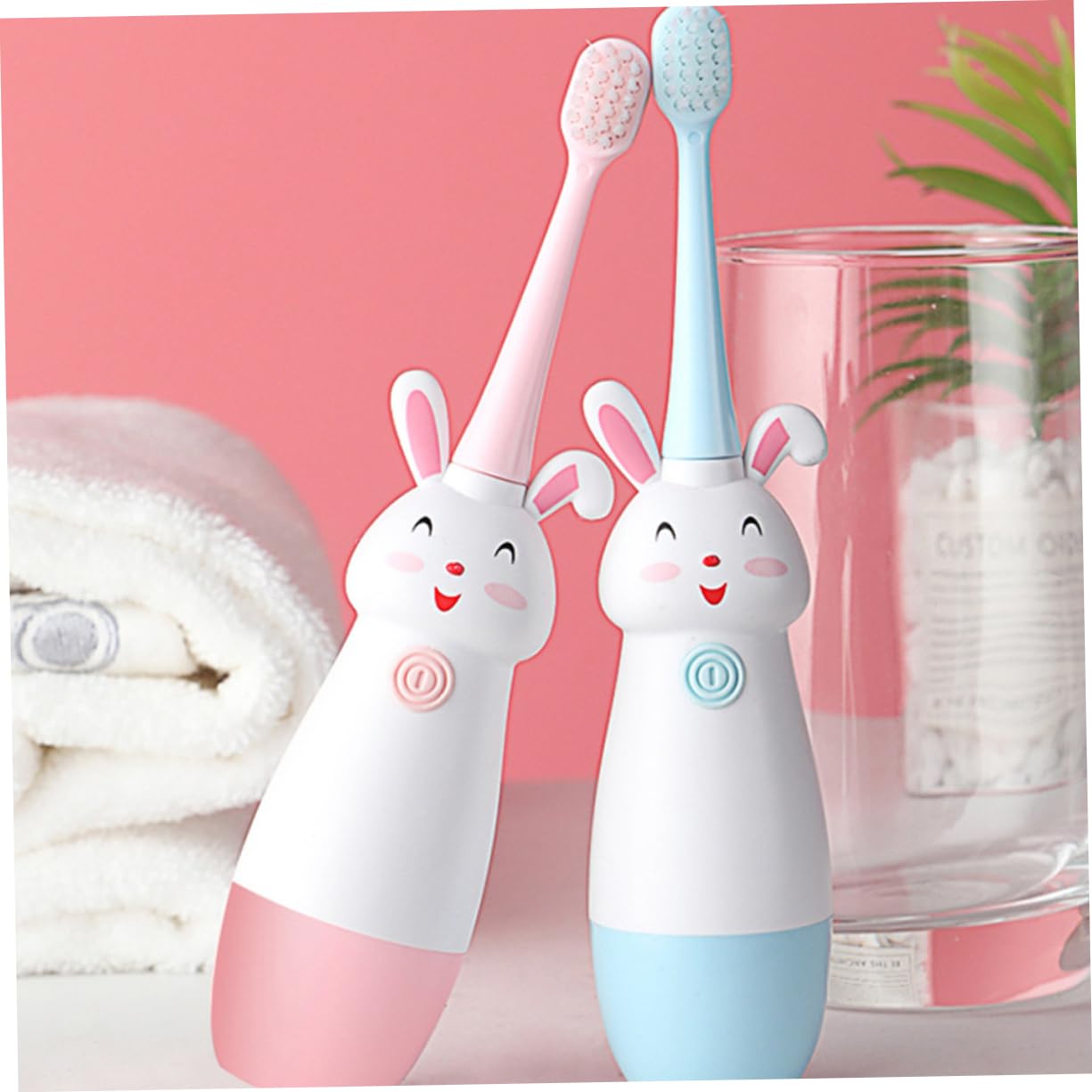 FRCOLOR 2 Set Spazzolini Elettrici Sonic per Testine Sostituibili Design Rosa Adatto per Dei