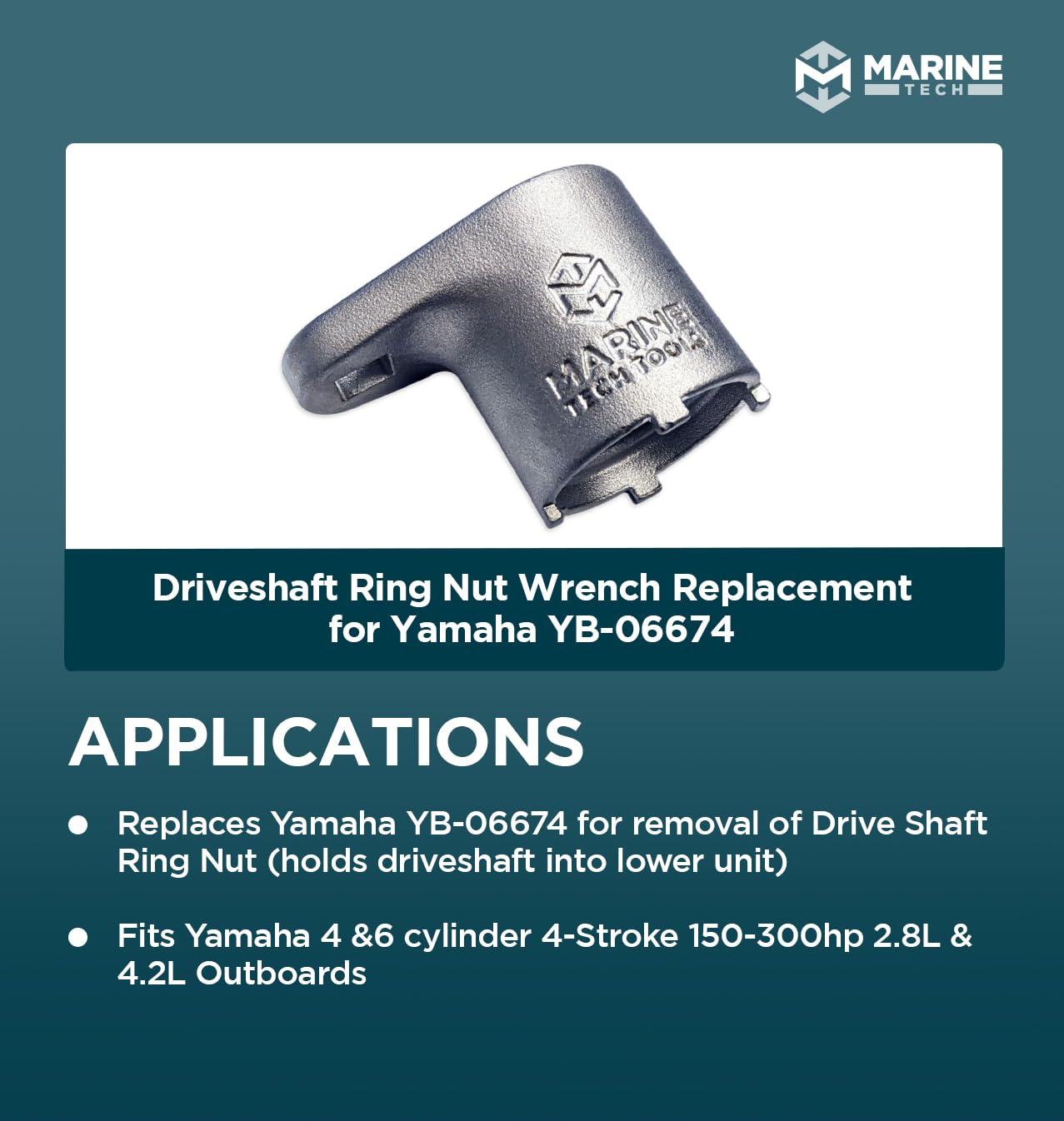 Marine Tech Tools Retaining Ring Wrench 94mm OD, 12 Tooth - Attachment To Wrench Handle (AMT0031) - Fits On Yamaha, Suzuki, Mercury Retaining Rings - Removes Bearing Carriers