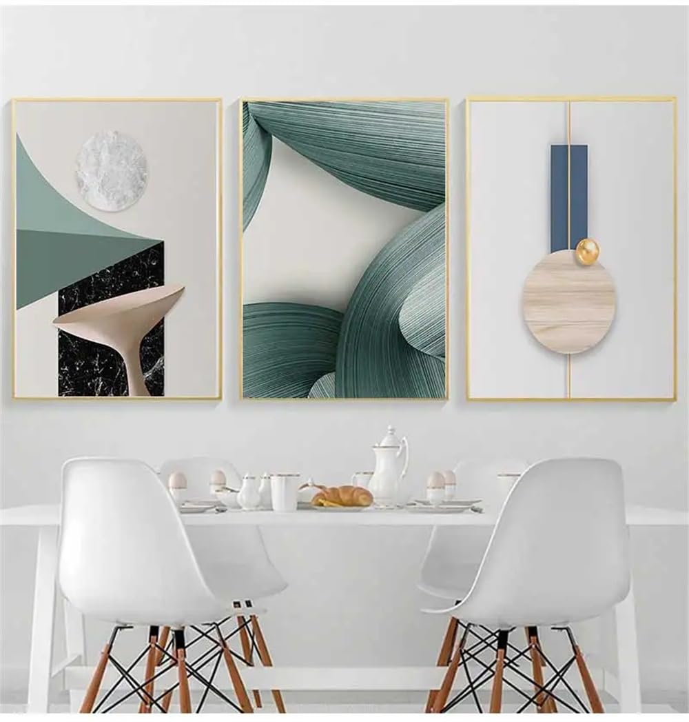 WUHBCZ Wall Posters-Modern Green Geometric Abstract Canvas Painting Posters and Prints Wall Art Pictures for Bedroom Living Office Room Nordic Home Decor-40 * 50cm/3PCS (No Frame)