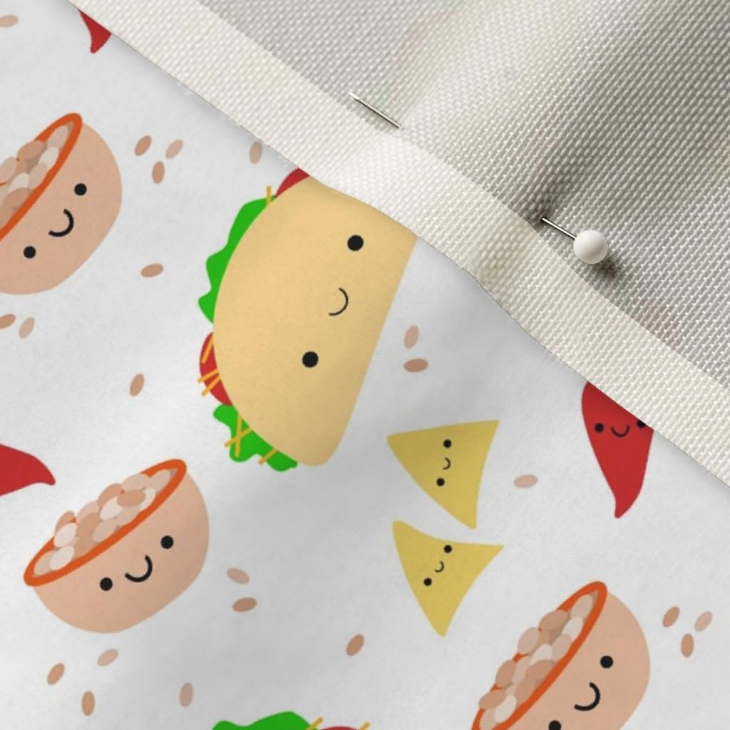 Spoonflower Fabric - Taco Tuesday Mexican Fiesta Cinco De Kawaii Cute Printed on Upholstery Velvet Fabric Fat Quarter - Upholstery Home Decor Bottomweight Apparel
