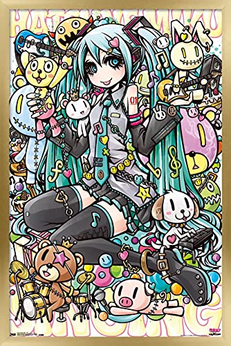 Poster Hatsune Miku Trends International cadre doré pour fan de manga et anime