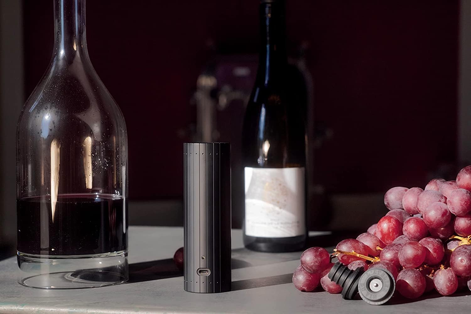 L'ATELIER DU VIN - Gard'Vin On/Off Power + 3 bouchons - Pompe à vin électrique