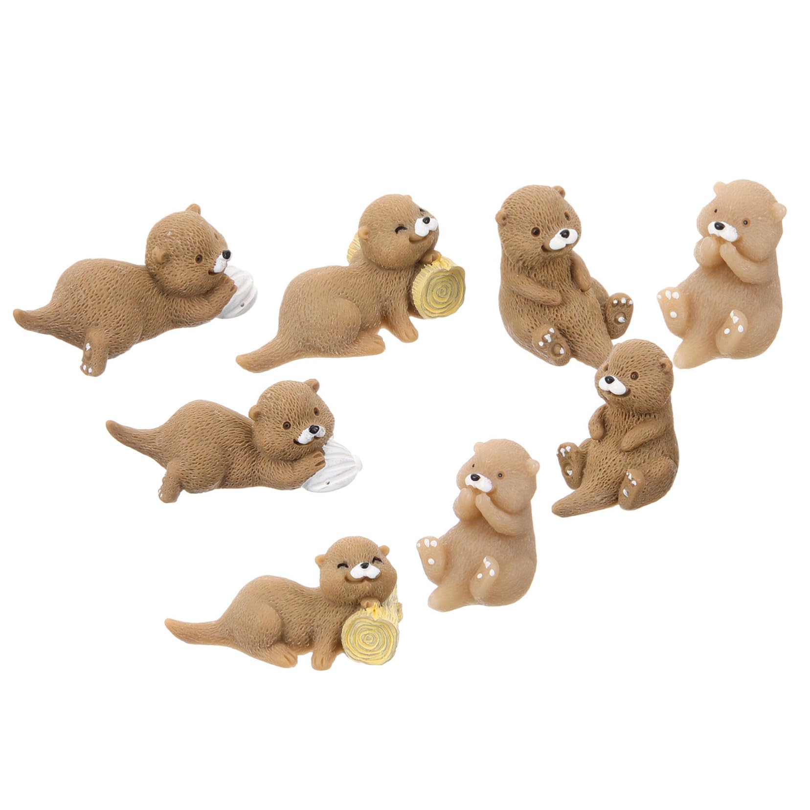 TOYANDONA - Lot De 8 Figurines De Loutres Miniatures En Résine - 2,8 Cm - Déco Pour Maison, Bureau, Terrarium - Artisanat Détaillé