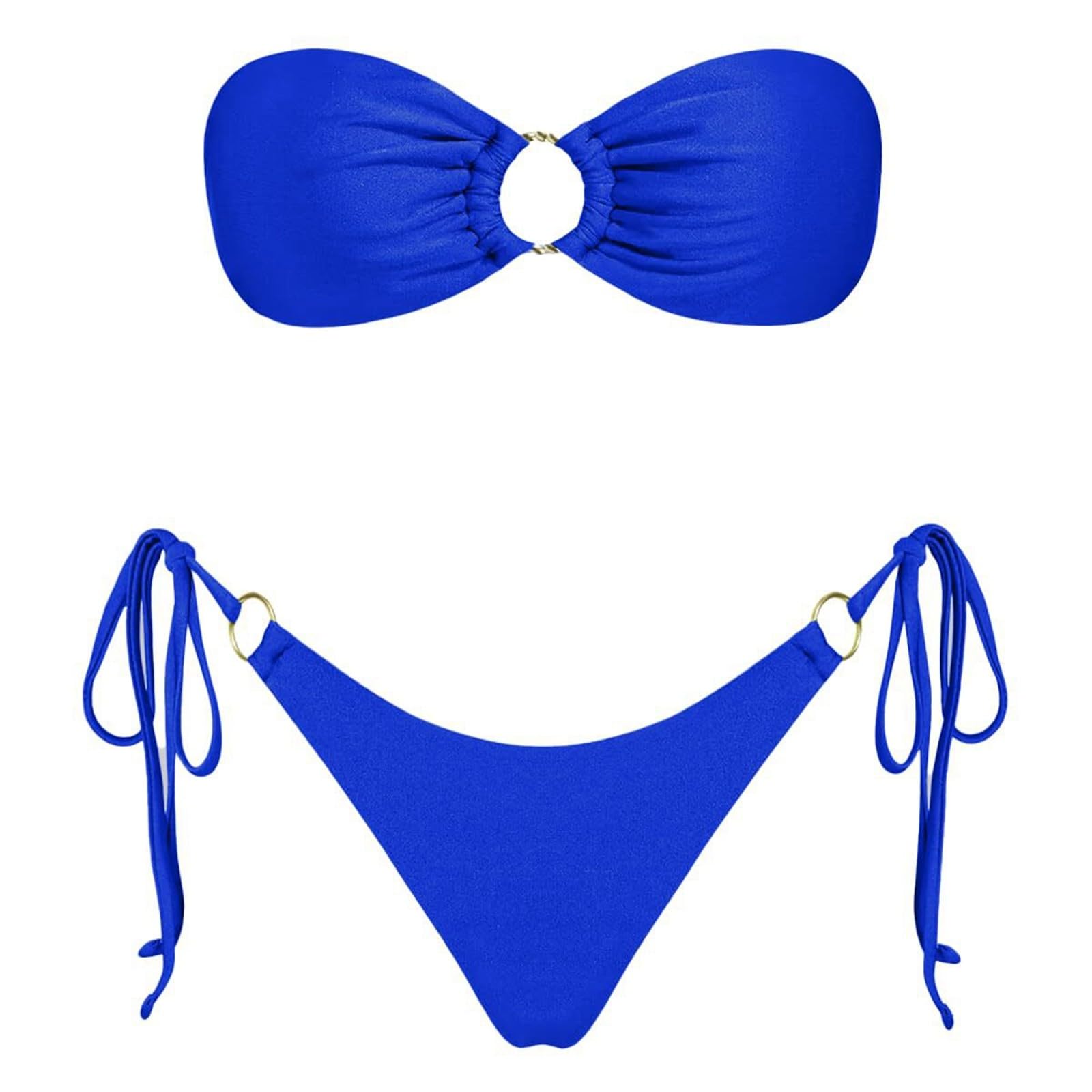 Bikini Moda Damska Seksowny Strój Kąpielowy Bez Ramiączek Zwykły Split, Czerwony, S