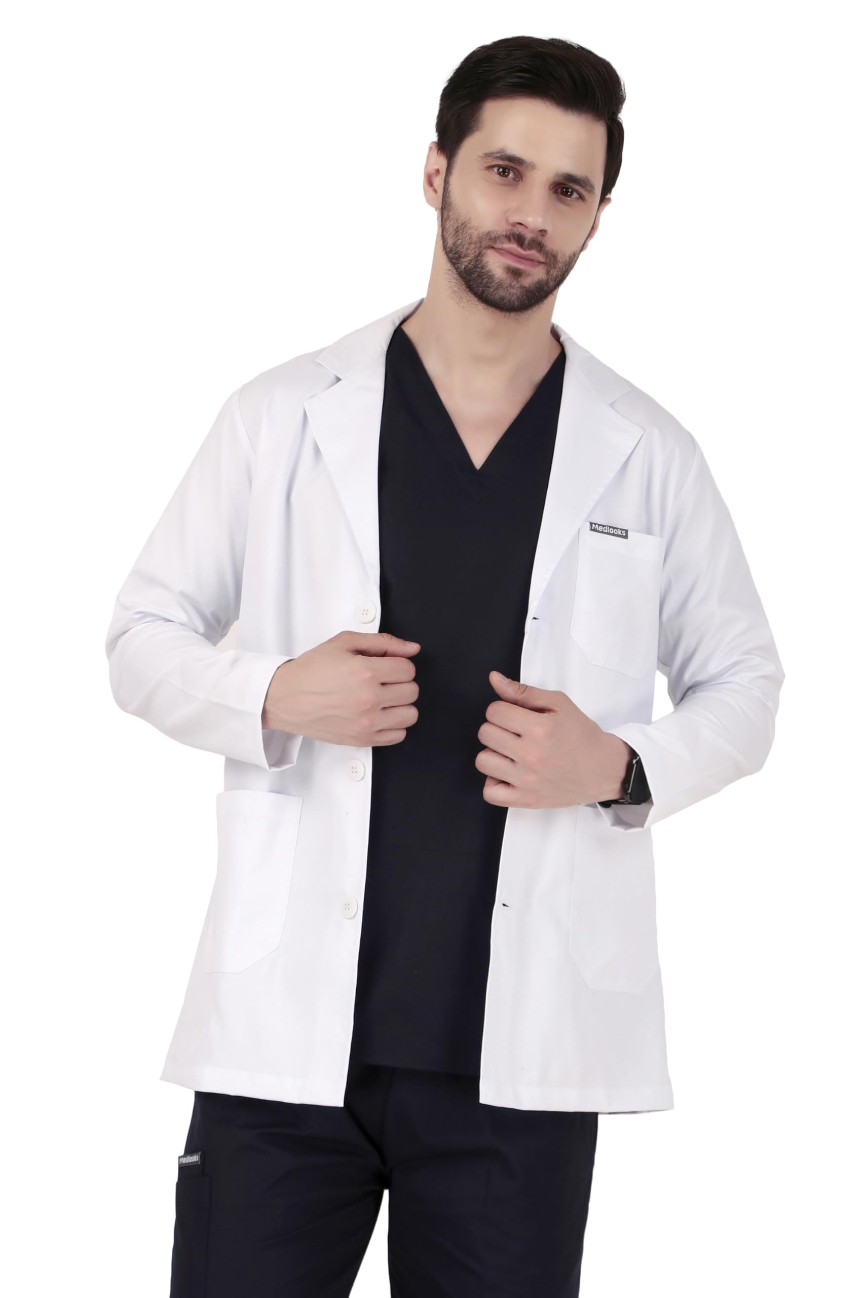EliteCore Men's Apron Lab Coat Full Sleeves | with Customized Name Embroidery | MlookCore Soft and Comfortable Fabric-image-2