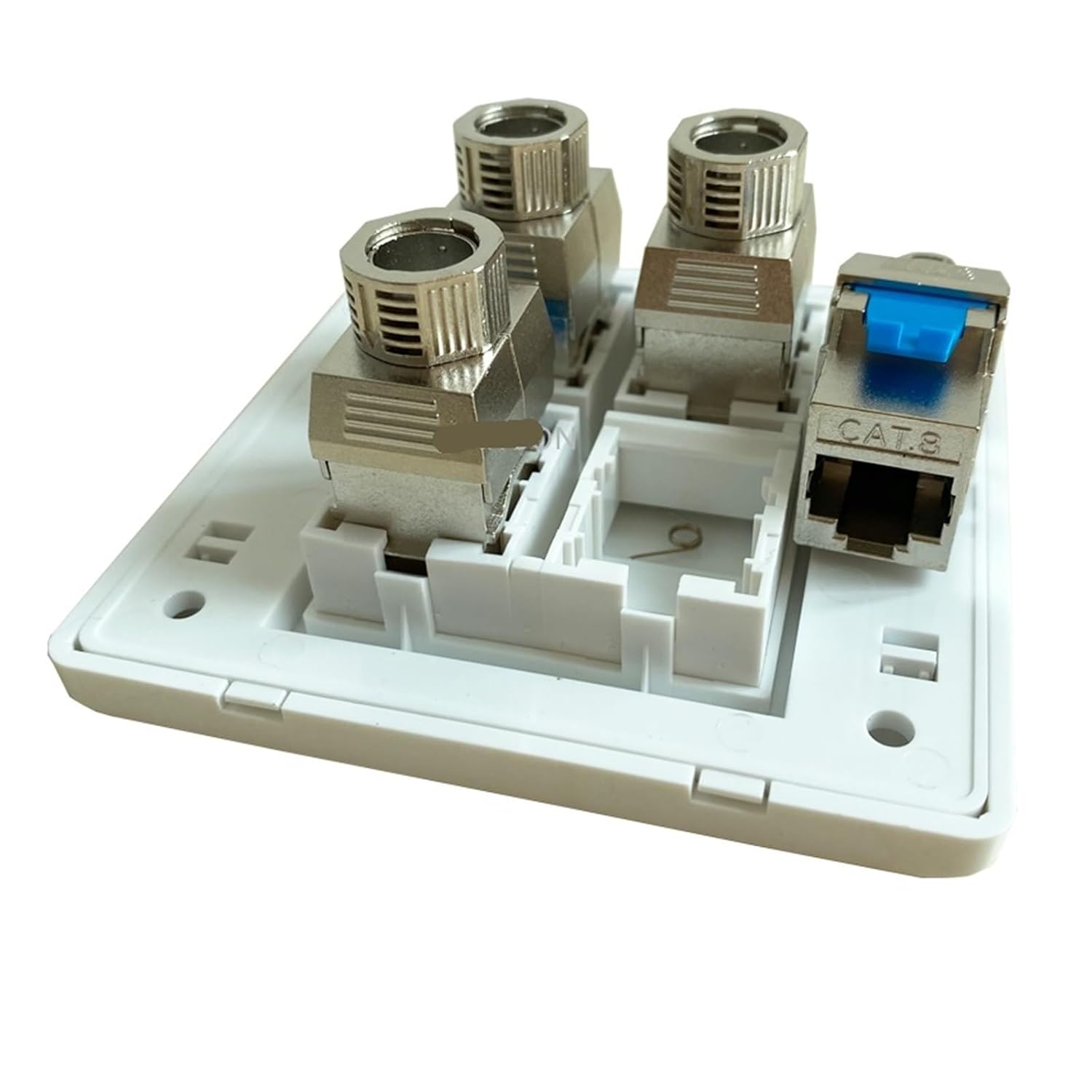 4-Port CAT8 RJ45 Socket 40Gbps 2000MHz Network Speed ​​4-Prong CAT.8 Internet Wall Panel White