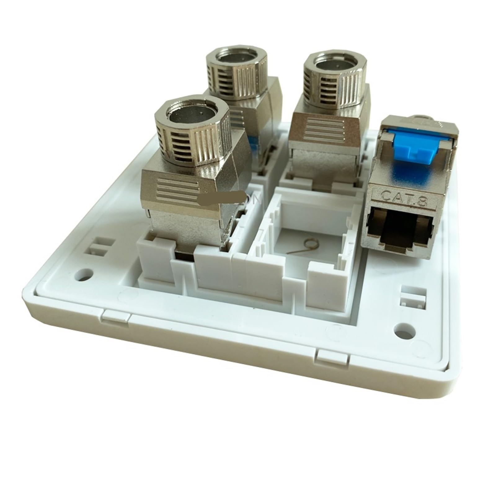Prise RJ45 CAT8 4 ports, vitesse réseau 40 Gbit/s 2000 MHz, panneau mural Internet CAT.8 4 broches, blanc
