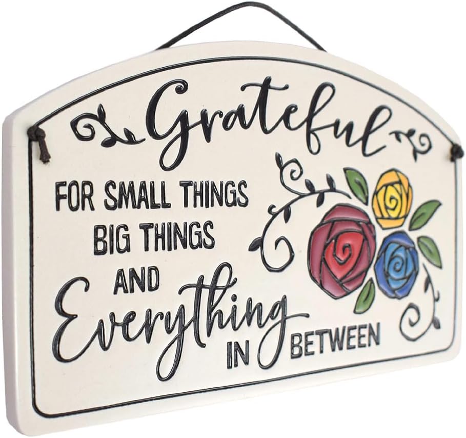 Grateful Quote Ceramic Arch Plaque, 8.75-Inches, American Made