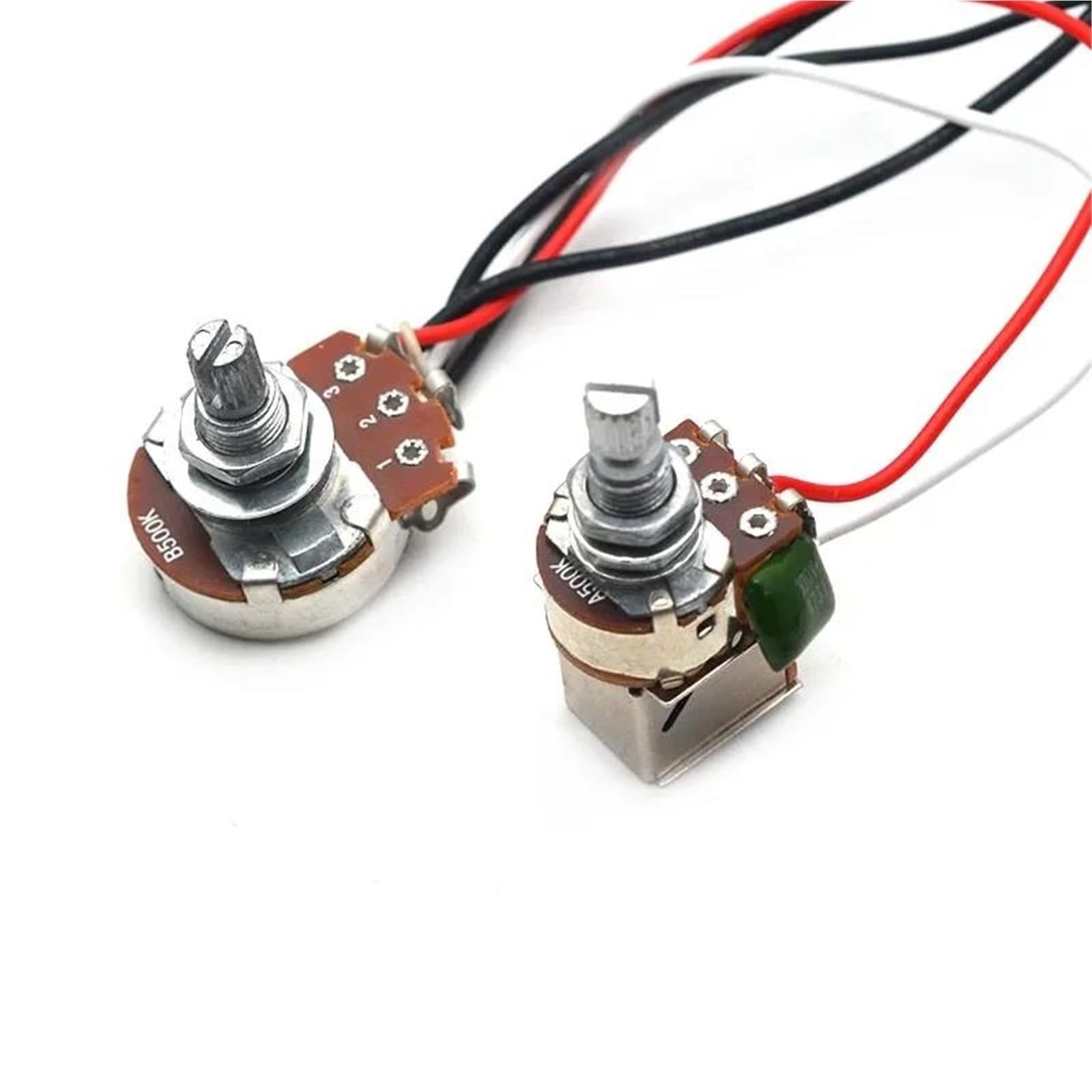 Arnés Cableado Guitarra Profesional Arnés de guitarra 1V1T A500K potenciómetro push pull e interruptor de palanca de tres vías B500K con conector de salida de 6.35 pulgadas(2)