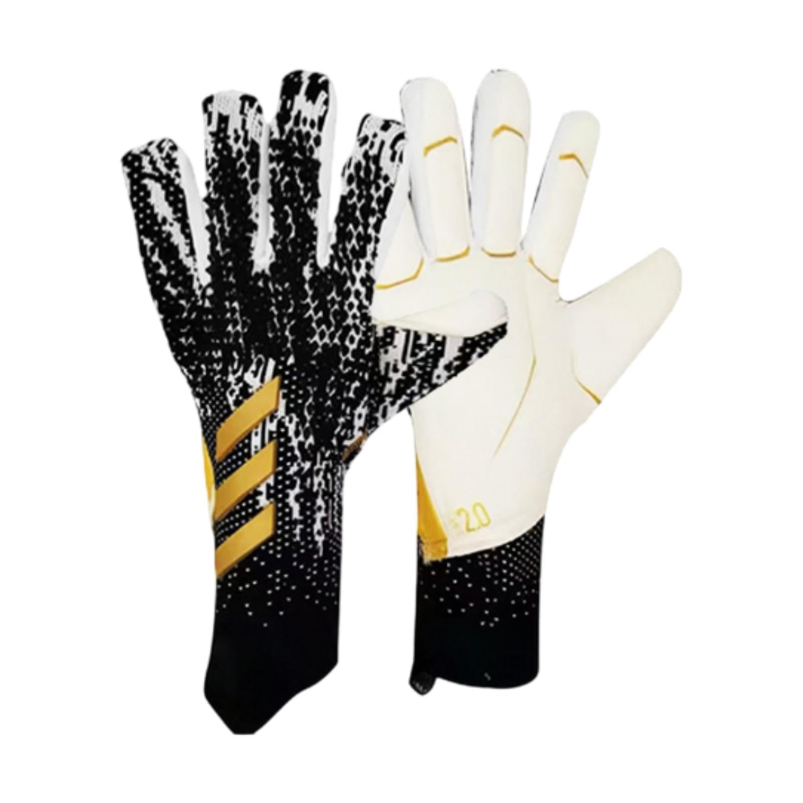 ILSMYSUTRA® Goalkeeper Gloves for Adults Children Soccer Goalie Gloves for Outdoor Games Size 7 Black and Gold