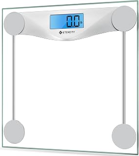 Etekcity EB4074C Digital Bathroom Scale - 400 lb Capacity, 0.2 lb Precision, Large Blue LCD, 6mm Tempered Glass