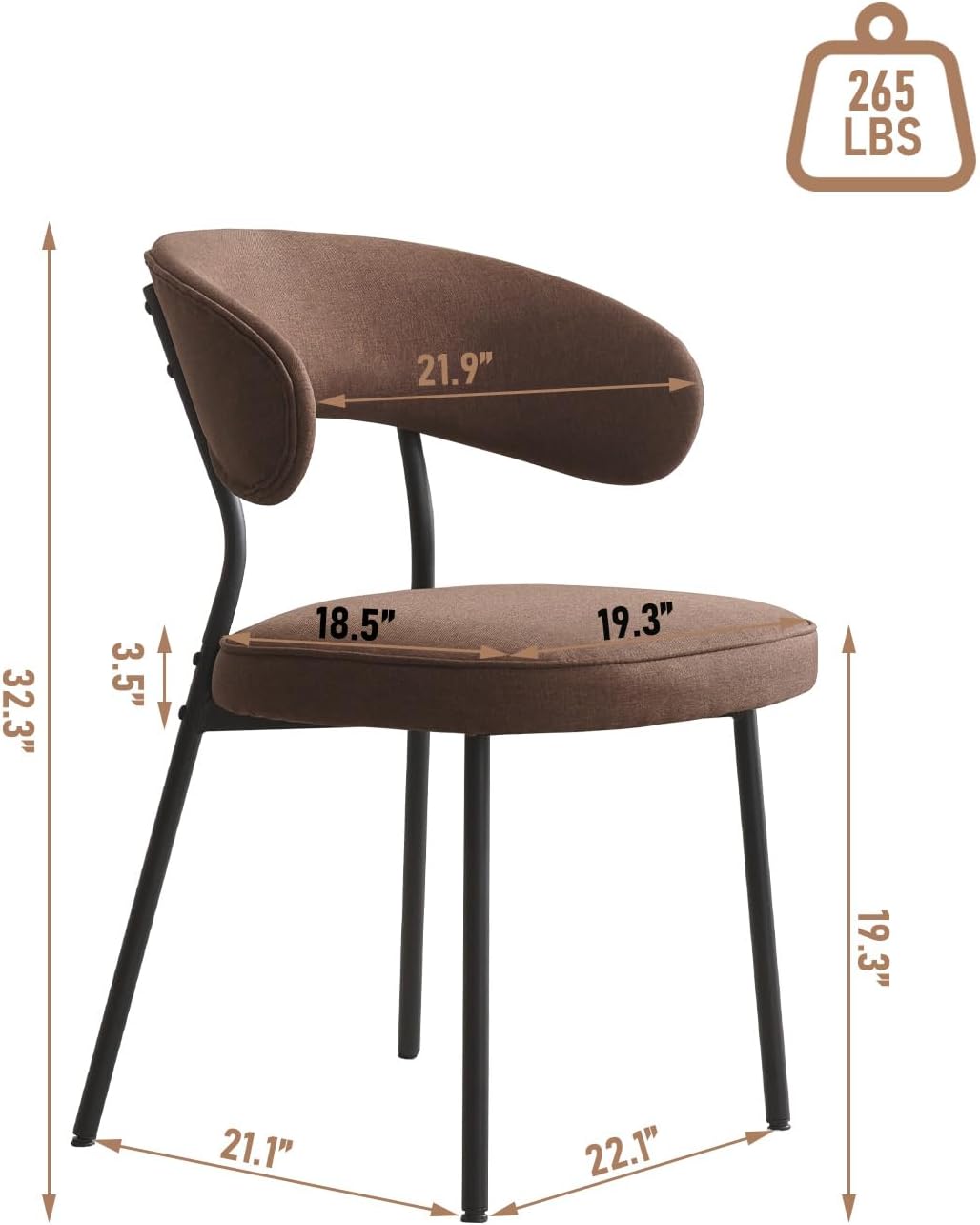 Dining Chairs Set of 6, Modern Fabric Upholstered Accent Chairs