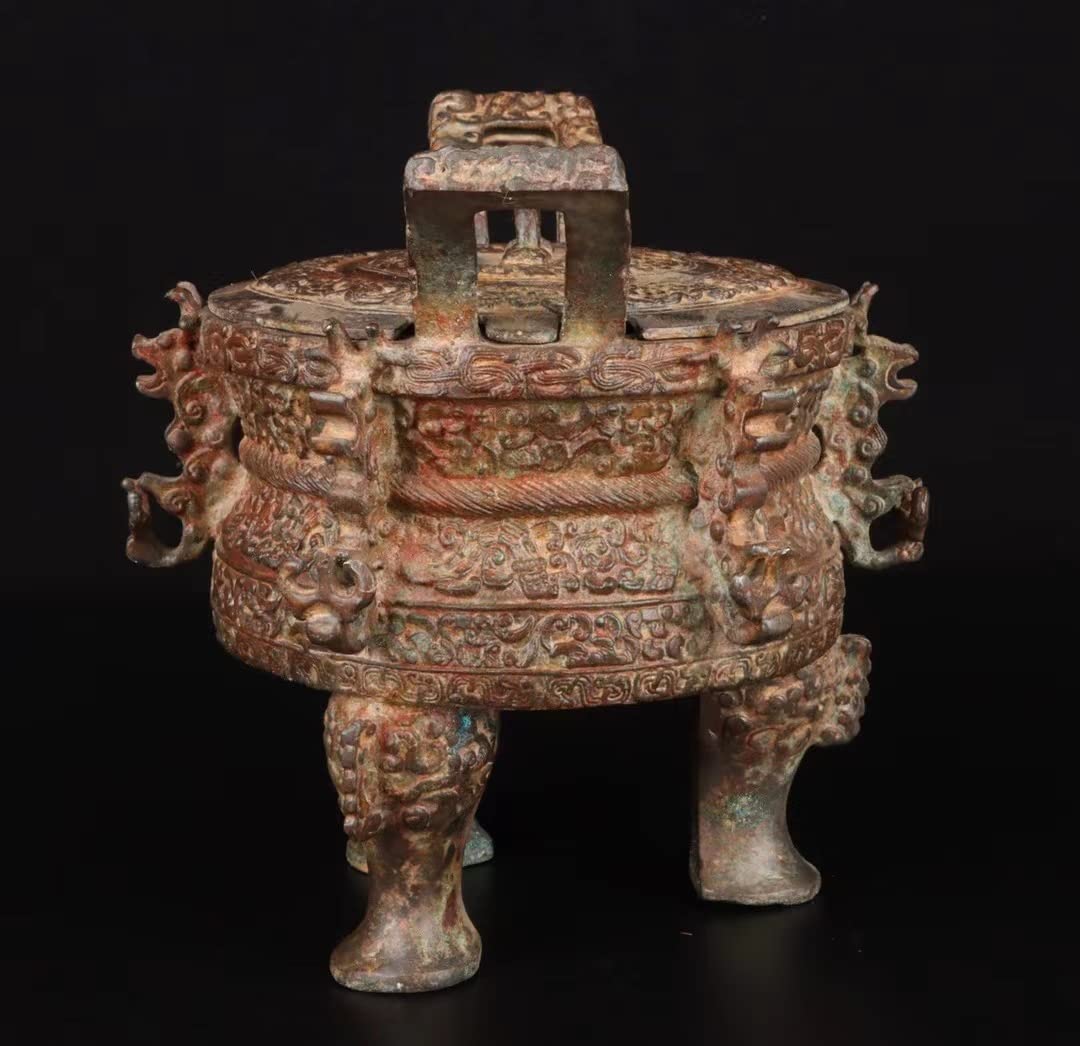 Amazon.co.jp: 春秋館蔵珍品古青銅器彫王子午鼎極細工骨董品古賞物中国