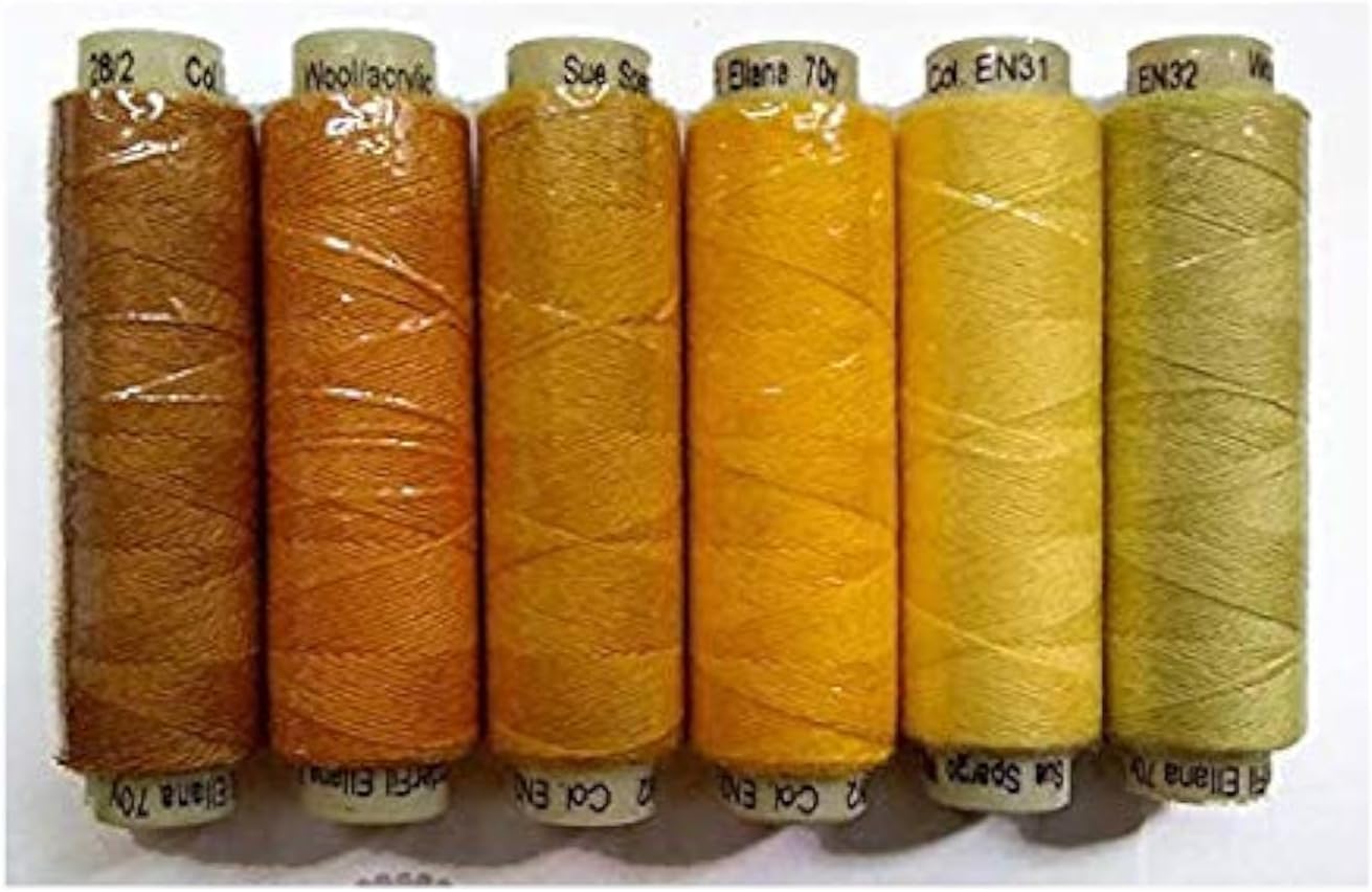 Sue Spargo Ellana Wool Blend Thread for Embroidery - Six 70-Yard Spools Bundle (03 - Yellows & Golds)
