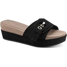 جياني برنيني امرأة سوداء مشبك مبطن القوس دعم Ashllyn Round Toe Wedge Slip On Heeled Sandal 9.5 M
