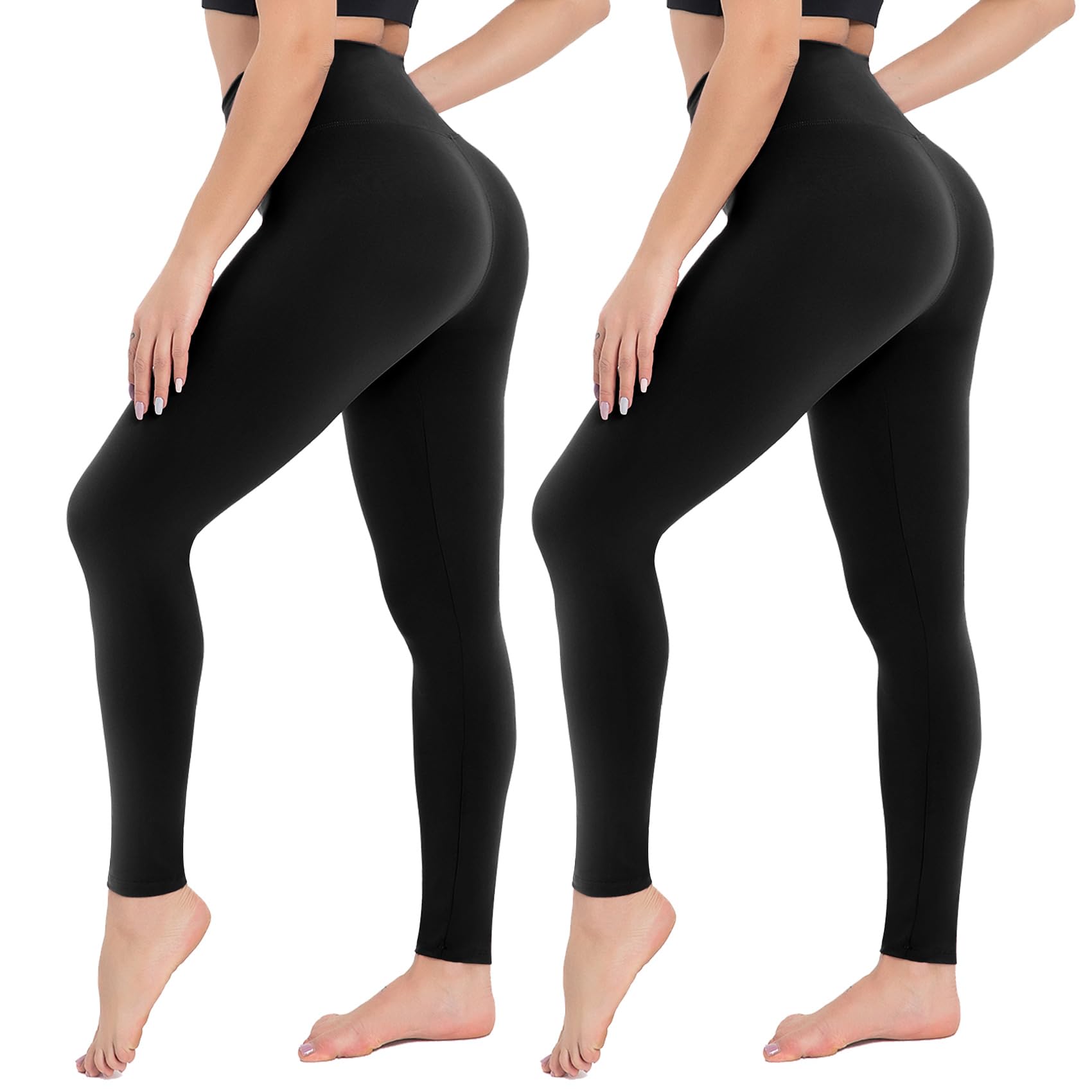 Campsnail 2er Pack Leggings Damen Schwarz High Waist Sport Leggins Blickdicht Sporthose für Gym Yoga