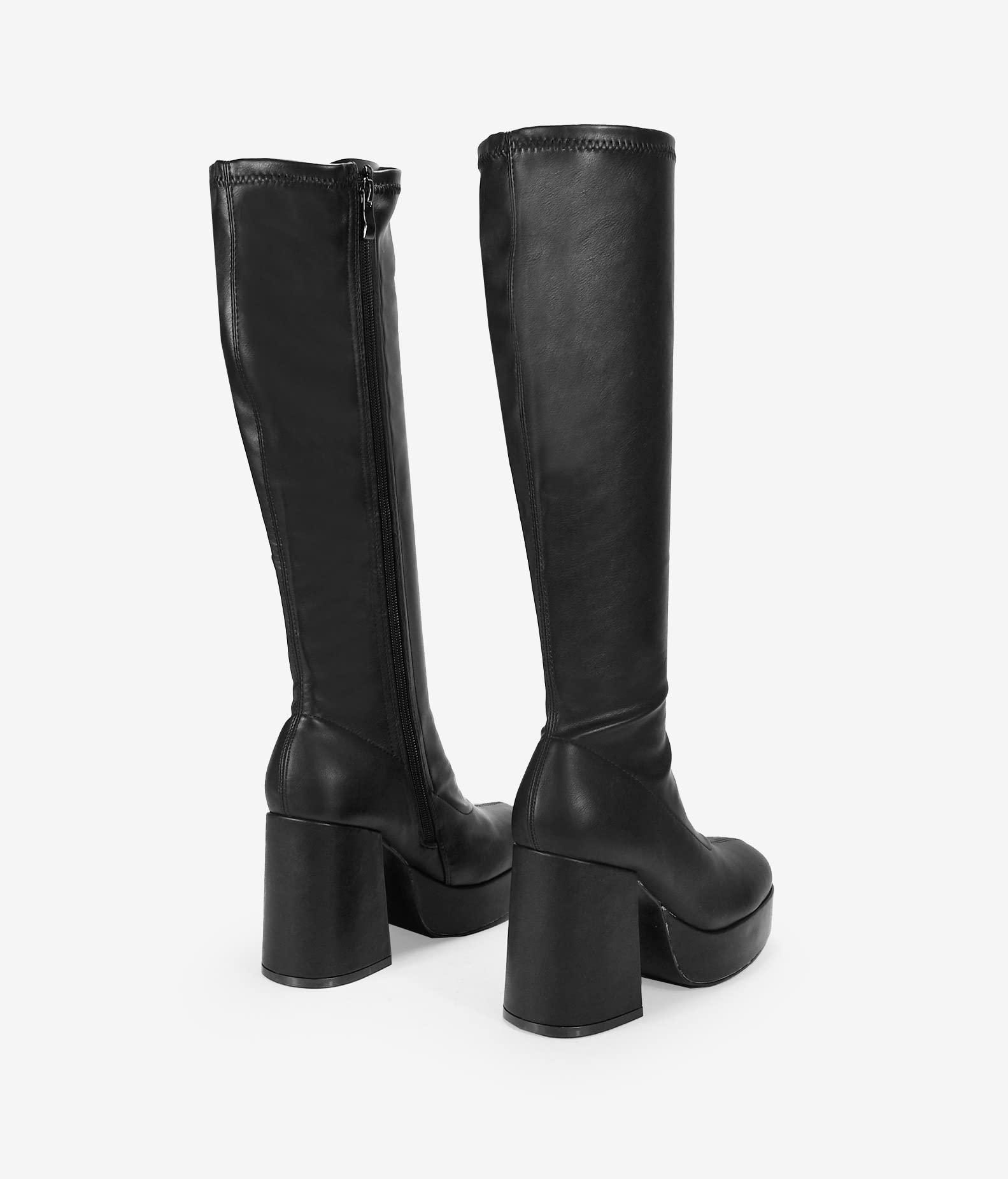 BOSANOVA Botas Altas con caña de 39.5 cm y Suela de Plataforma con tacón Ancho. Cierre con Cremallera. Calzado para Mujer