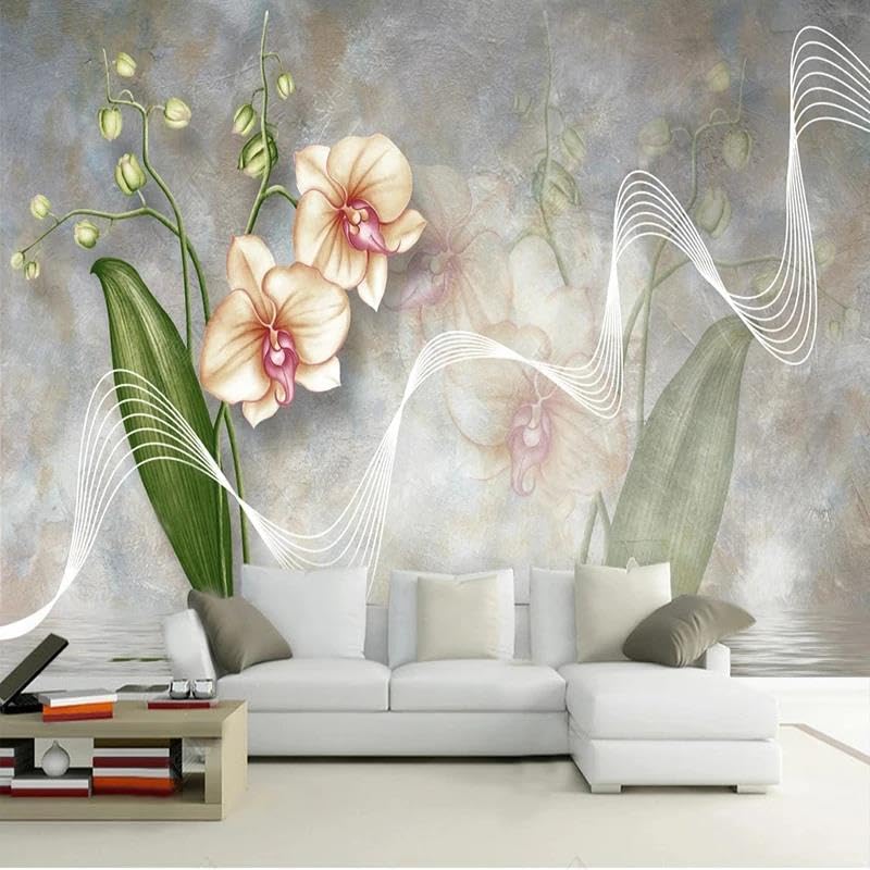 Papier peint mural 3d fleurs pour fond de chambre à coucher élégant