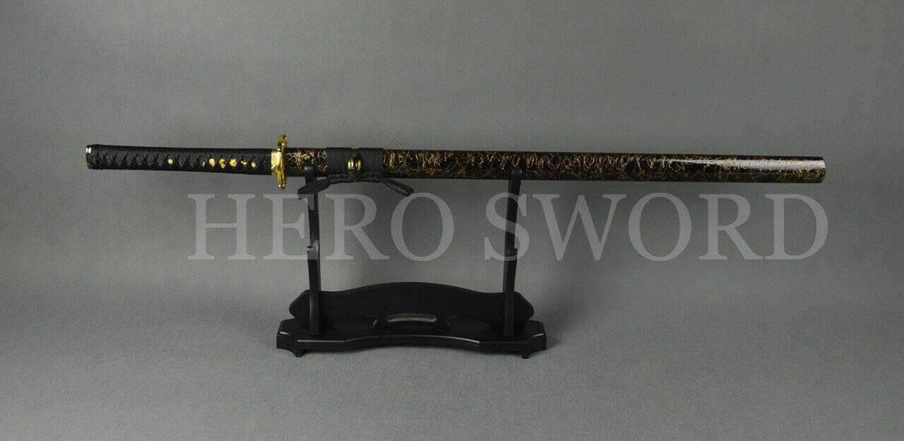Traditional Handmade Gold Dragon Ninja Samurai Sword 1095 High Carbon Steel Full Tang Blade Japanese Straight Katana