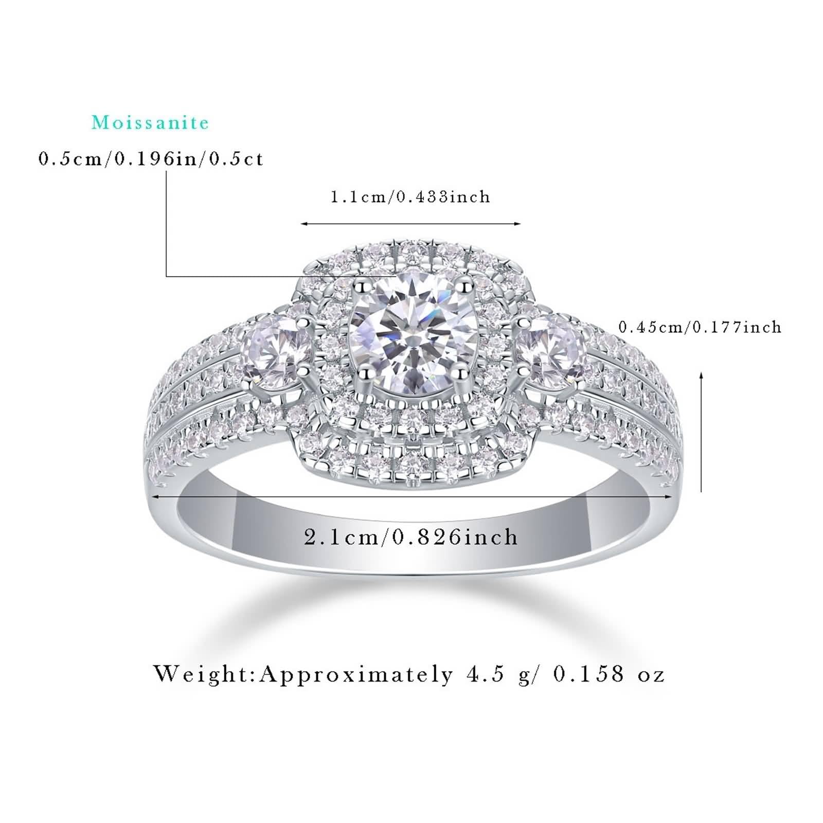 9K/14K/18K białe złoto/Pt950 platynowy pierścionek damski, pierścionek Eternity 5 mm Moissanit biały 0,5 ct moissanit