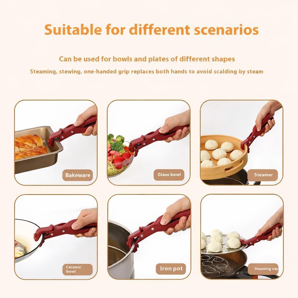 Hot Plate Gripper, Silicone Non-Slip Pan & Plate Gripper for Hot Plates, Bowls and Pans, Microwave, Steamer & Oven Safe, Heat Resistant, Pack of 2 image 4