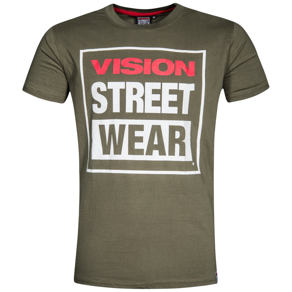Vision Street WearMen's crew T-shirt CM0245 White, CM0245-Khaki, L