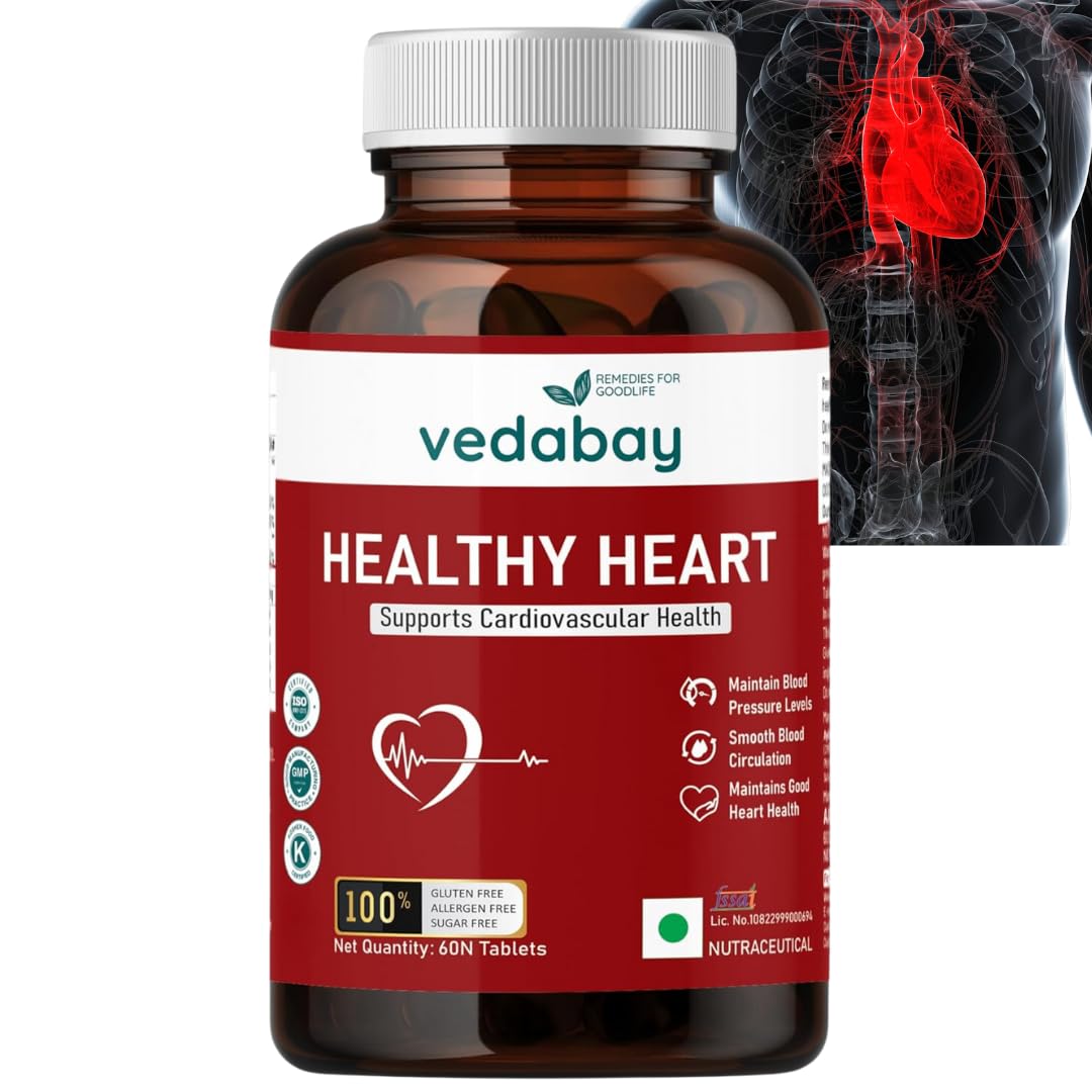 Vedabay Healthy Heart Tablets for Cholesterol & Triglycerides, Controls Blood Pressure, Promotes Natural Blood Flow, Heart Health Supplement, Maintains Overall Cardiovascular Health, 60 Tablets (B0CMTSQ6JJ) Amazon Price History, Amazon Price Tracker