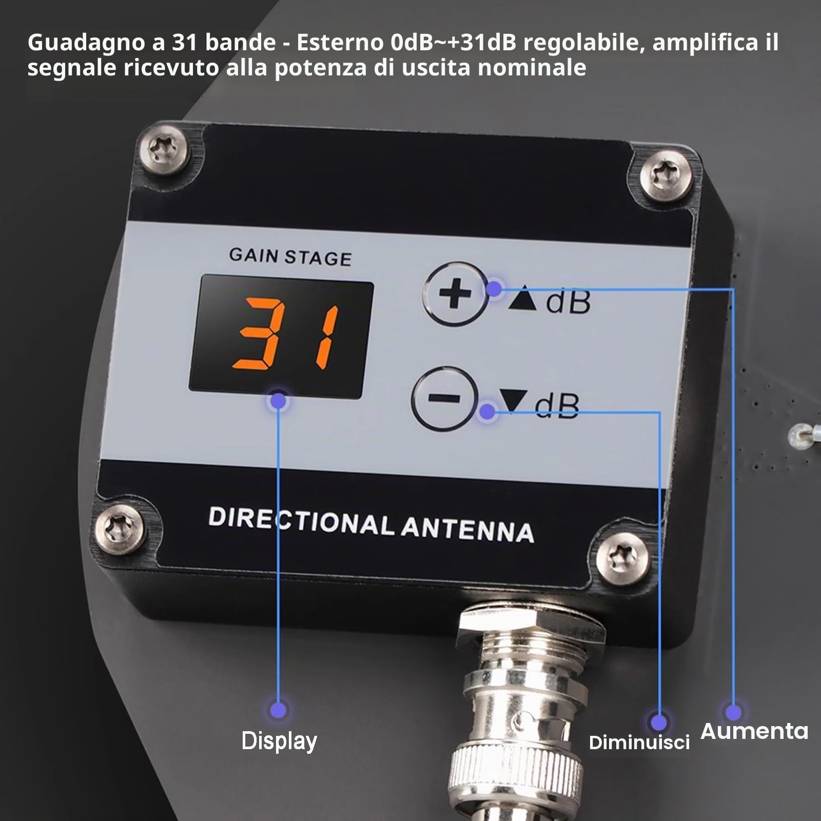 Distribuzione Antenna Wireless UHF, Amplificatore Segnale Microfono a 8 Canali, Palette Antenna Attive con Regolazione del Guadagno, Copre Una Gamma di Frequenza di 400-950 MHz