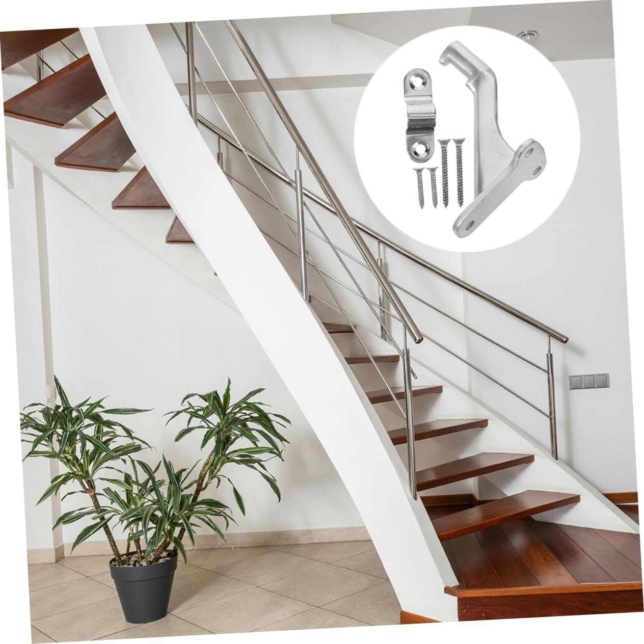 ORFOFE 3sets Handrail Brackets Handrail Holders for Stairs Easy to Install Screws and Washers Support for Indoor and Outdoor Railings