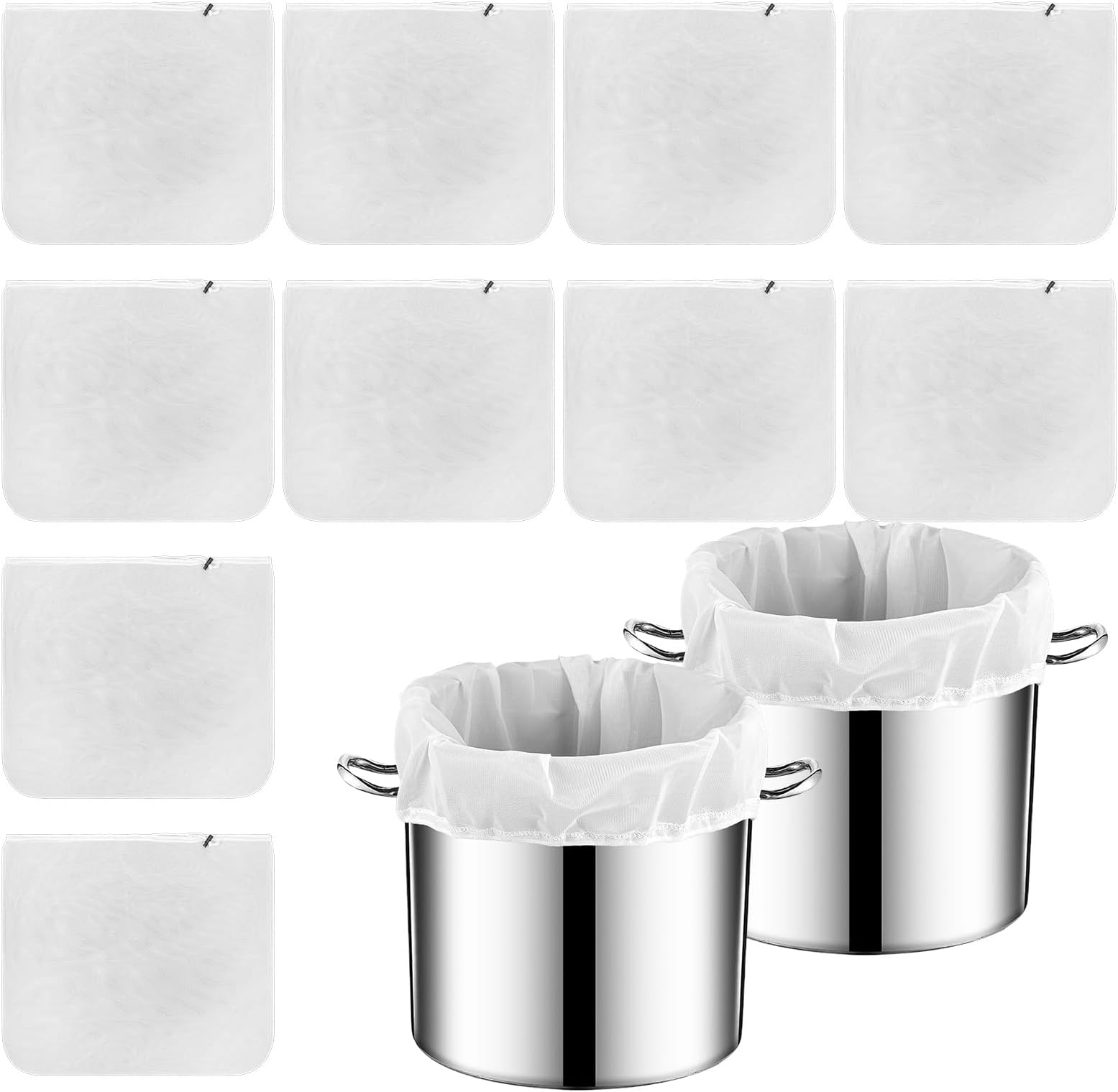 10 Pack Reusable Brew Bags Extra Large Fine Mesh Strainer with Drawstring Cold Brew Filters Cheese Cloth Bags for Cold Brew, Beer, Wine, Cider, and Fruit Pressing, 26"x22"