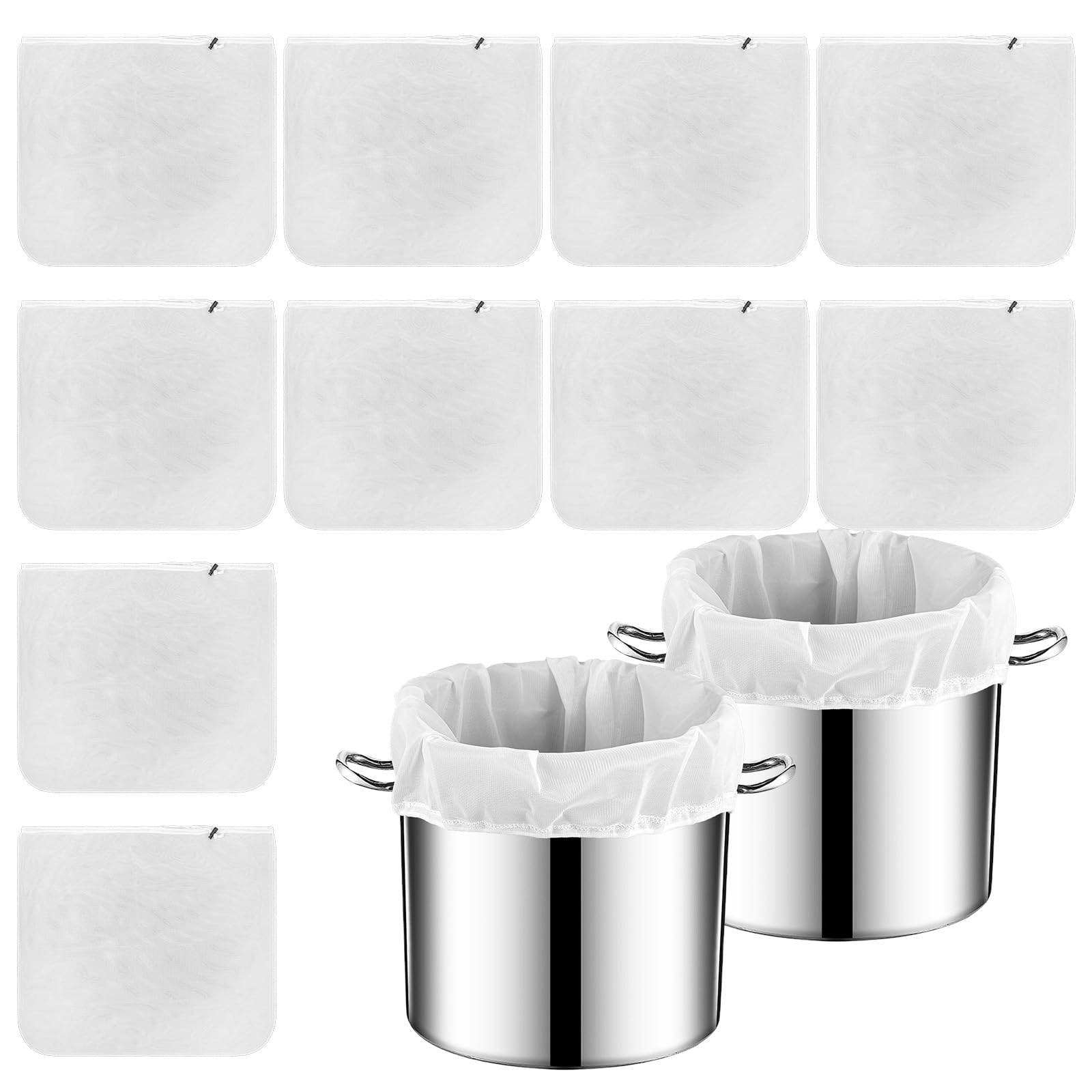 10 Pack Reusable Brew Bags Extra Large Fine Mesh Strainer with Drawstring Cold Brew Filters Cheese Cloth Bags for Cold Brew, Beer, Wine, Cider, and Fruit Pressing, 26"x22"