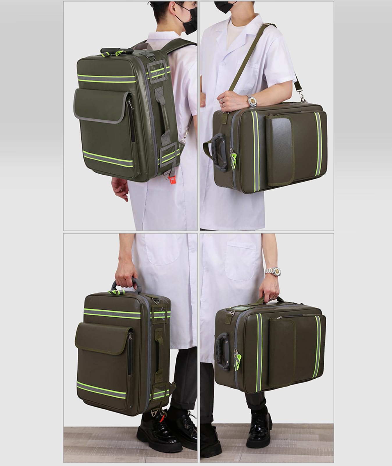 Leerer Erste-Hilfe-Rucksack, große Kapazität, Traumatasche, wasserdicht, First Responder Duffle mit mehreren Taschen für Outdoor-Notfall-Reisen