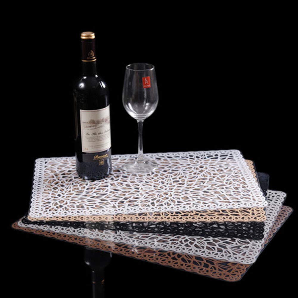 Juego de 6 manteles individuales impermeables de plástico blanco para mesa de comedor, lavables con un paño, manteles individuales de vinilo PVC para cocina