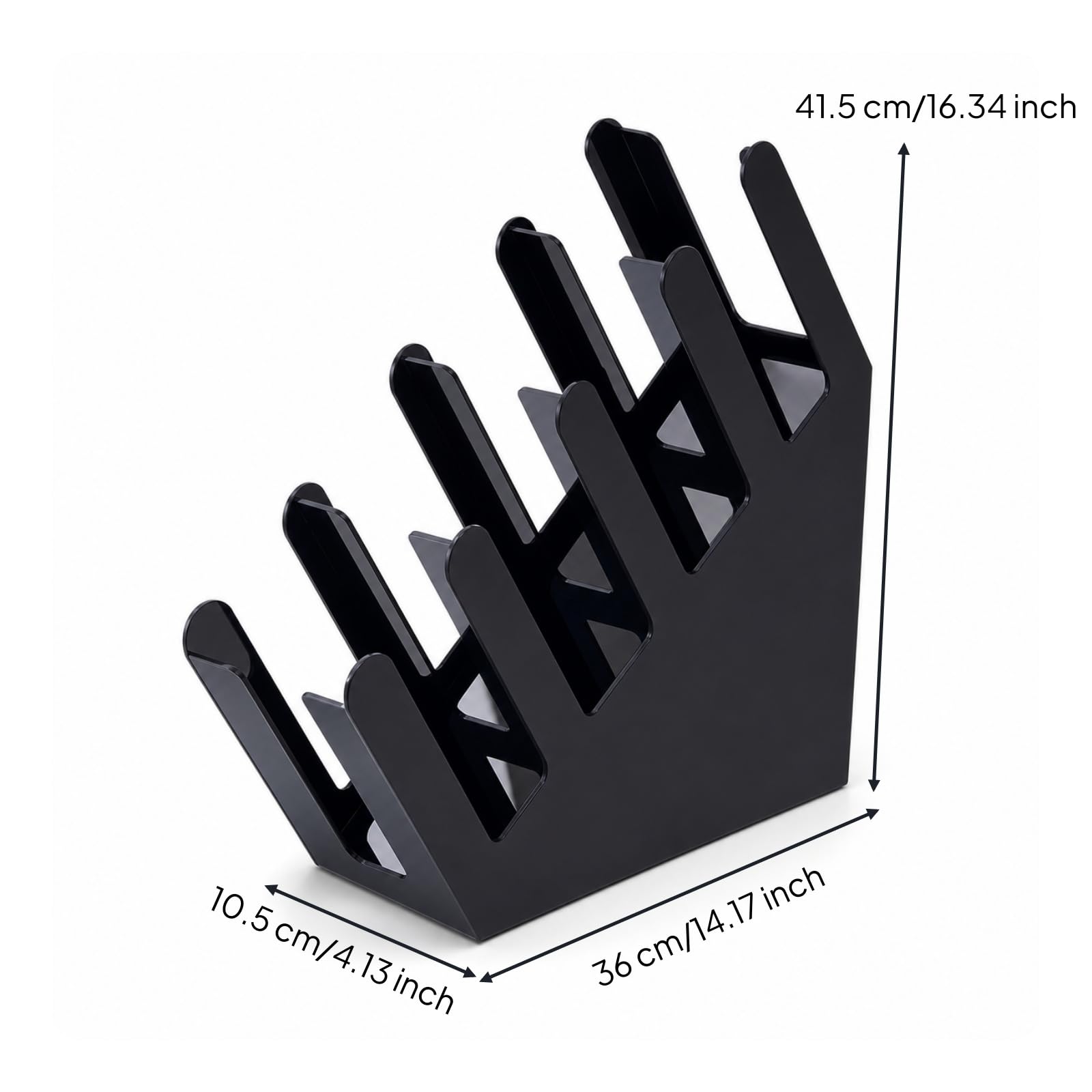 Portavasos Acrílico Compacto Organizador Vasos con Compartimentos Brillante para Baristas, Negro, Estante De Tazas Inclinado De Cuatro Rejillas