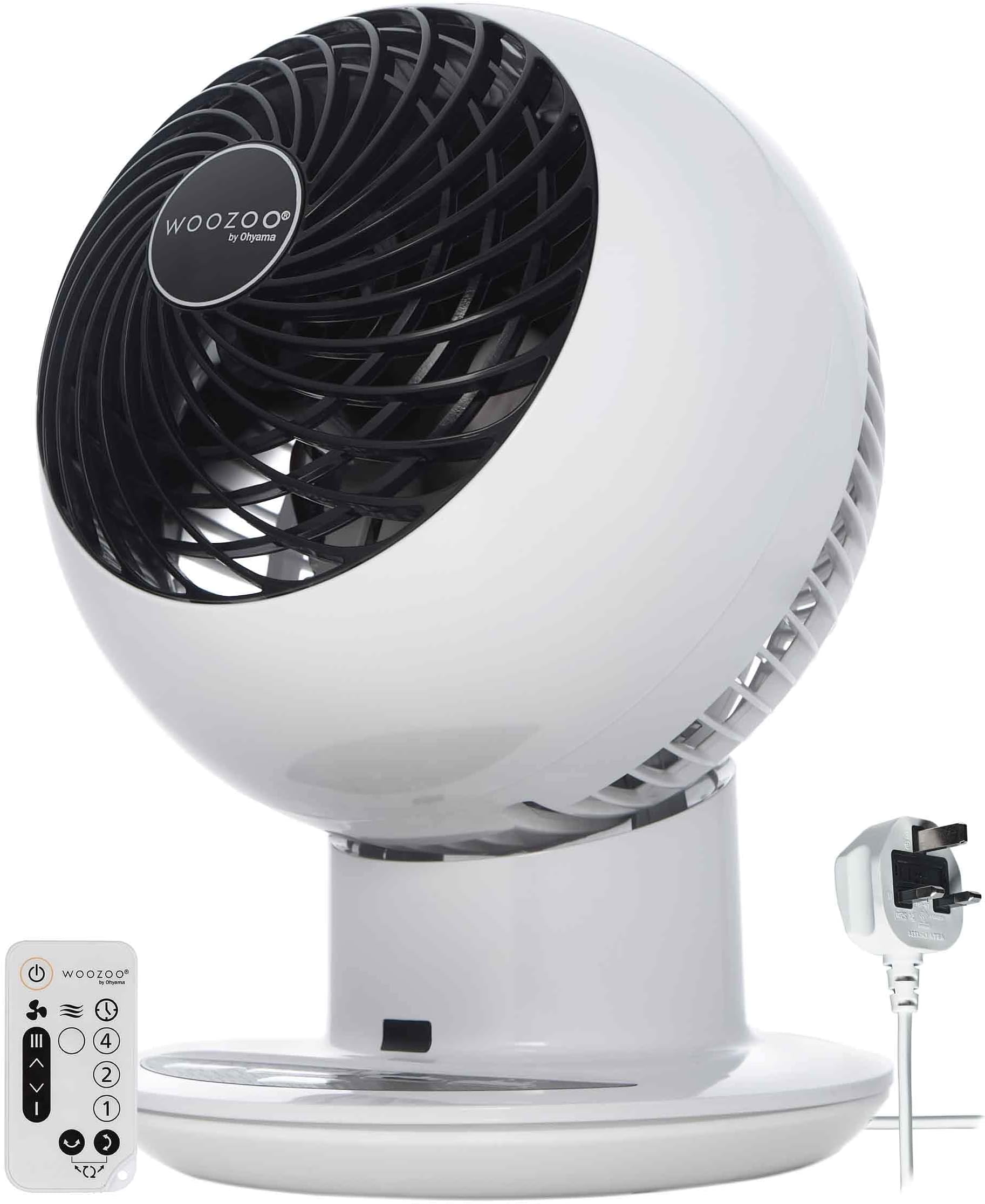 Woozoo Table Fan, 30㎡, Desk Fan, White, 5 Speeds, Remote Control, Silent, Quiet, Multidirection Oscillation, For Bedroom, Living Room, Air Circulator, Small, Cooling, Powerful, PCF-SC15T