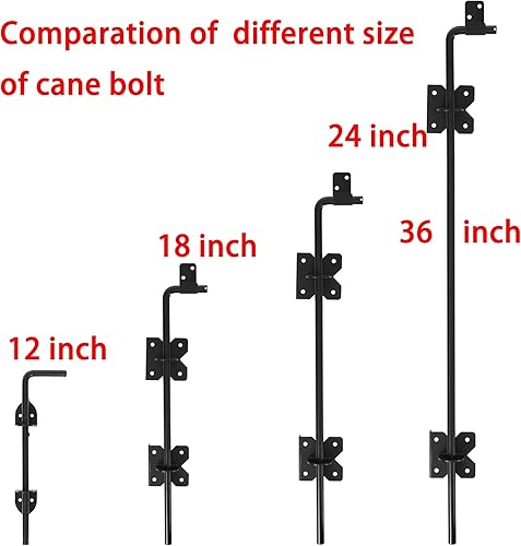 Miniatura 6 de Perno de caña de 12 pulgadas, pasador de acero con acabado negro, principalmente para puertas de madera, PVC, vinilo, metal, puertas (12 pulgadas,