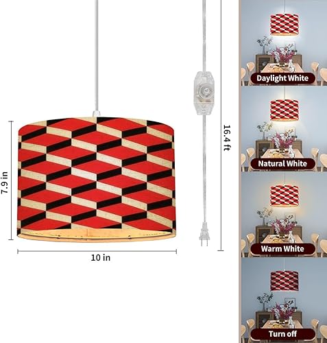 Miniatura 5 de Lámpara colgante de mediados de siglo, estilo moderno de los años 50, vintage, retro, atómica, sin costuras, lámpara colgante con pantalla de tela,