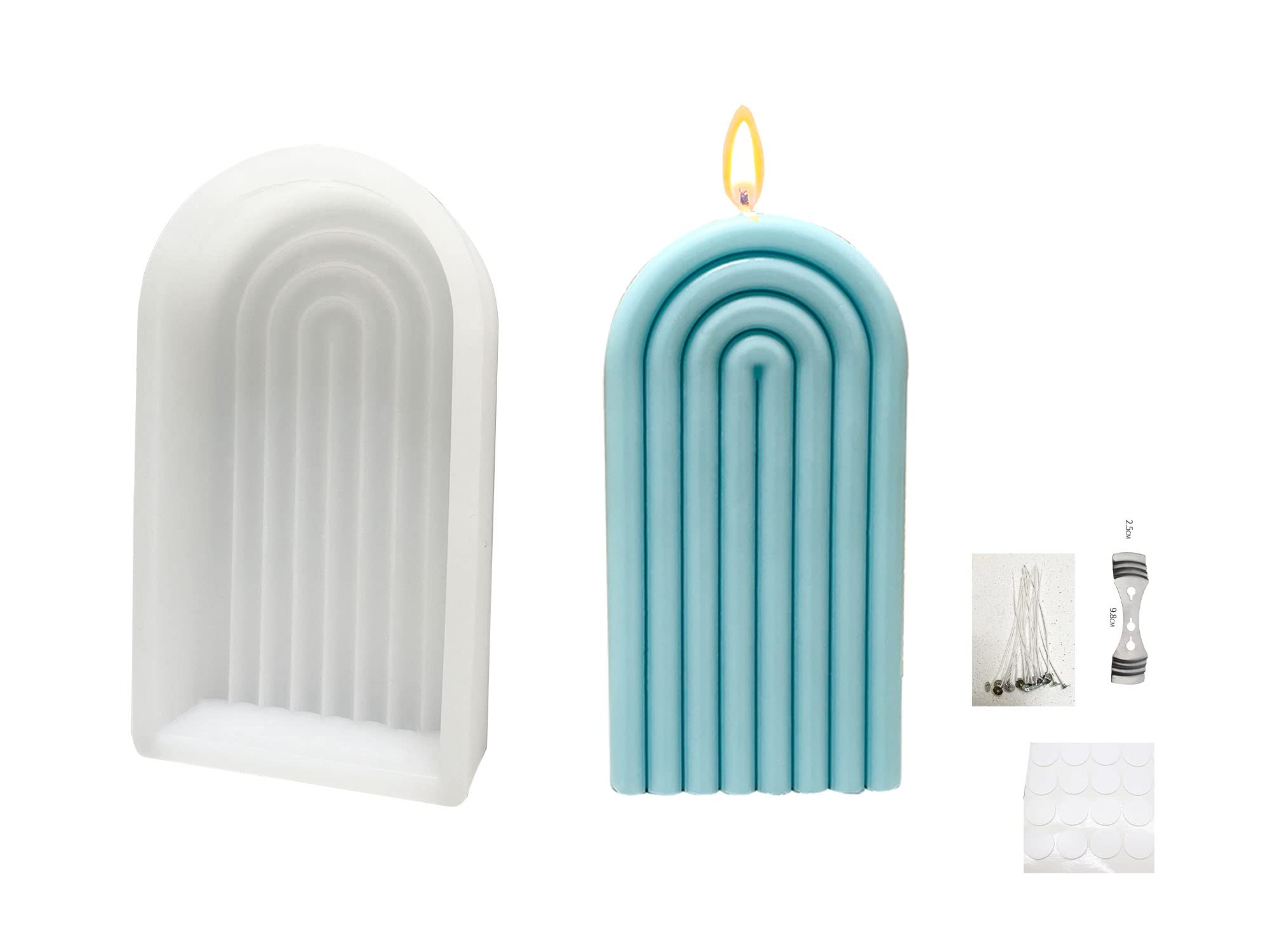 HoHpHq Silicone Candle Moulds for Candle Making with Wax Core U-Shaped 3D Resin Mold, Silicone Moulds for Candles, Home Decorations