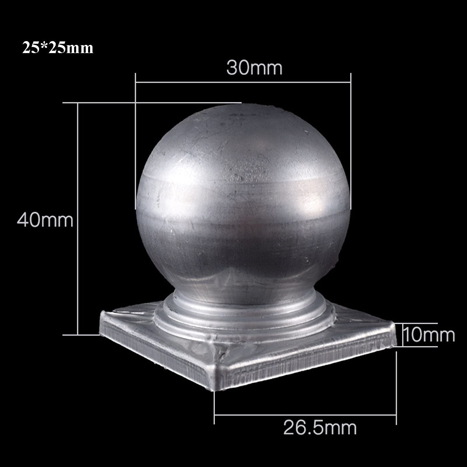 Confezione da 8 tappi a sfera zincati per pali da giardino, 20 x 20 mm