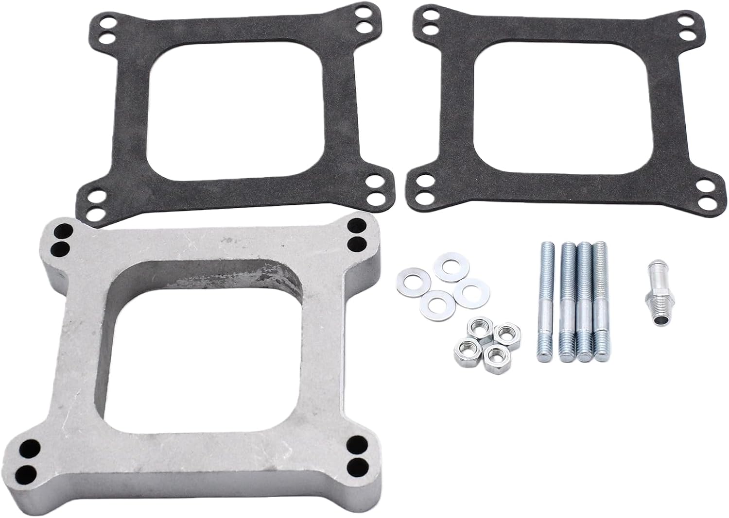 1" Carburetor Spacer Kit with 3/8" Vacuum Port, Aluminum, 4 Barrel