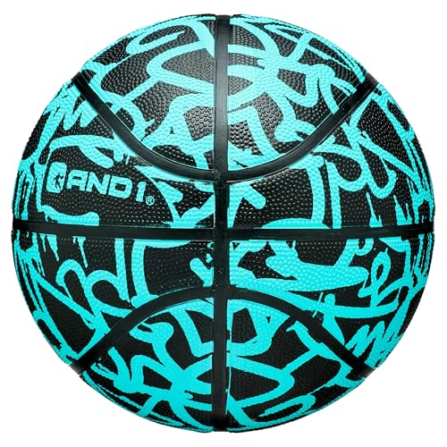 Image of AND1 Fantom Rubber Basketball & Pump (Graffiti Series) - Official Size 7 (29.5 inch) Streetball, Made for Indoor and Outdoor Basketball Games (Mint)