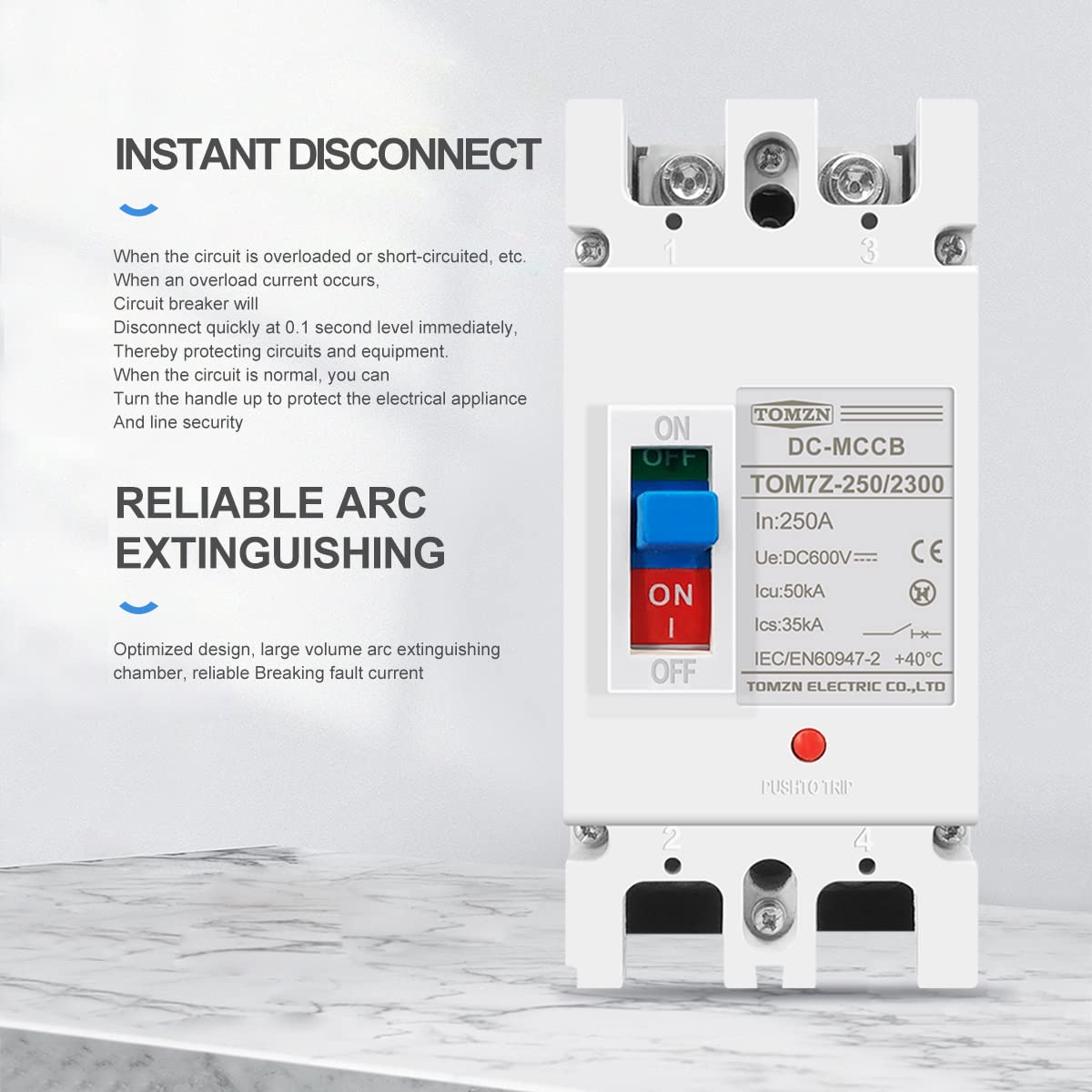 Interruttore Magnetotermico Differenziale 2P DC 600V Interruttore di protezione solare MCCB da sovraccarico for fotovoltaico(200A)