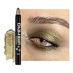 evpct Yellow Green Shimmer Cream Eye Shadow Sticks Brightener Pencils for Women, Green Silky Eyeshadow Applicator Stick Pen Waterproof, Blendable Crease-Proof Stick Eyeshadow Shimmer Eye Makeup 79