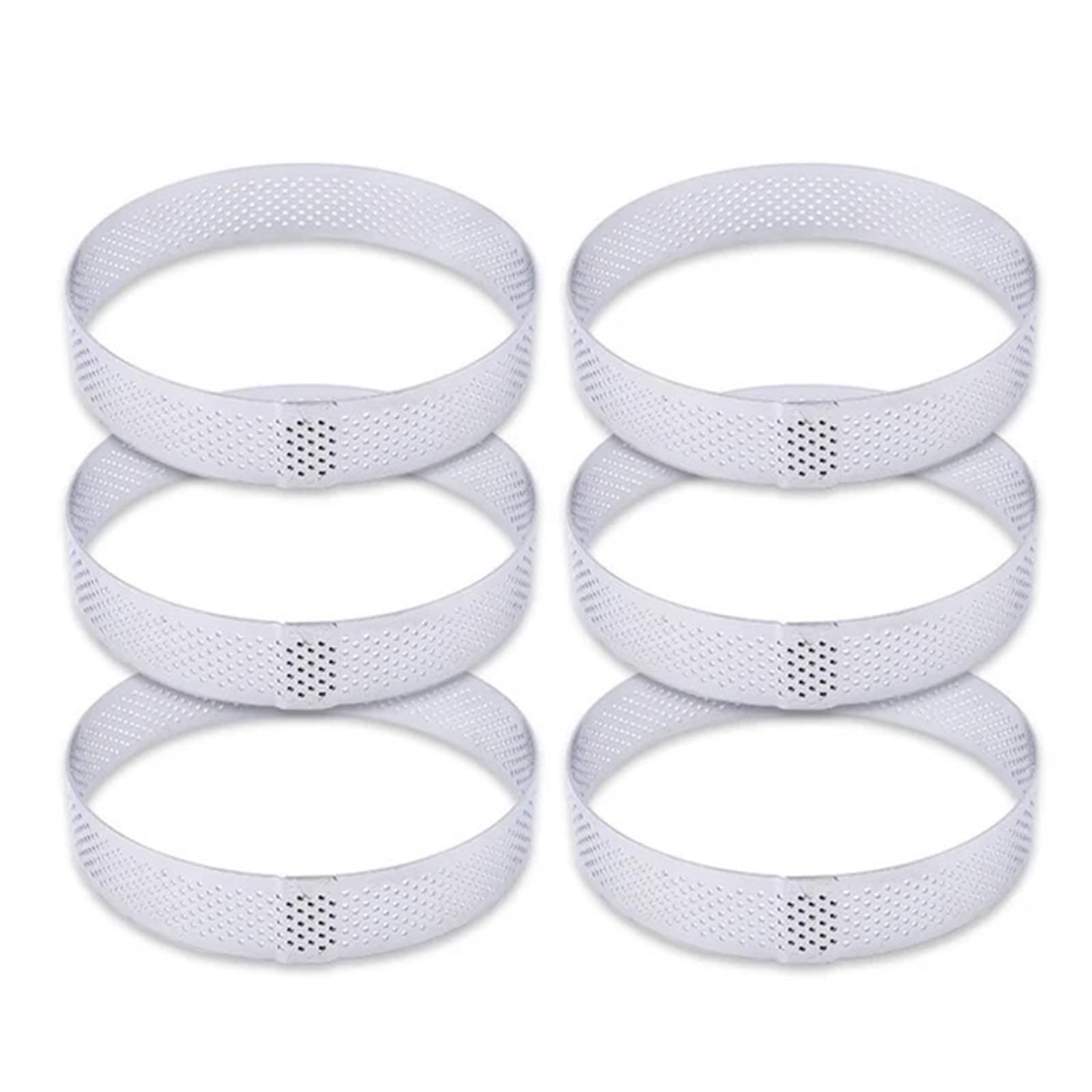 Anillo Para Tartas Anillo redondo perforado for tarta, molde for Tartas de fruta de acero inoxidable for hornear postres, moldes for pasteles y Mousse, herramientas de cocina(6PCS 10CM Silver B)